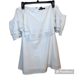 Forever 21 White Ruffle Off Shoulder Mini Dress Size Small